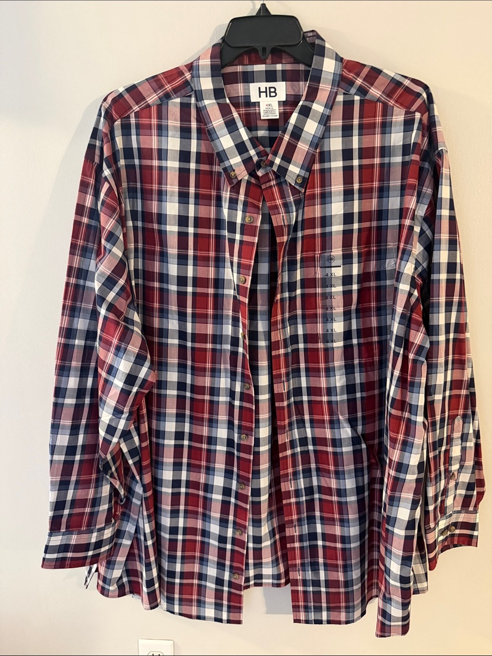 HB Men's Red & Navy Plaid Button-Down Shirt